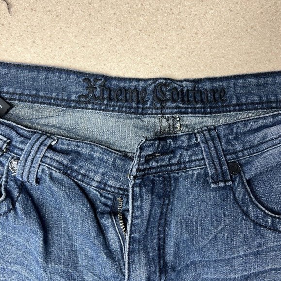 Xtreme Couture Jeans Mens 36 X 32 Design Pocket Dark Denim Blue Button - Picture 3 of 7